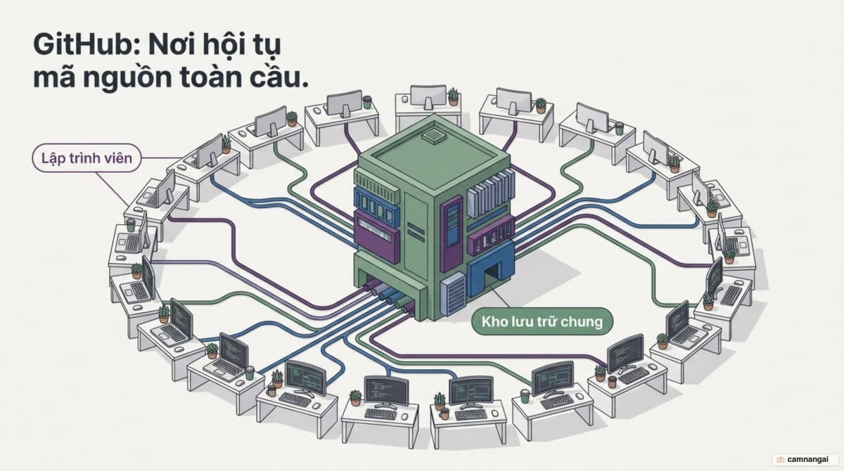 GitHub là điểm hội tụ: công việc của nhiều lập trình viên khắp thế giới dồn về một kho mã nguồn chung