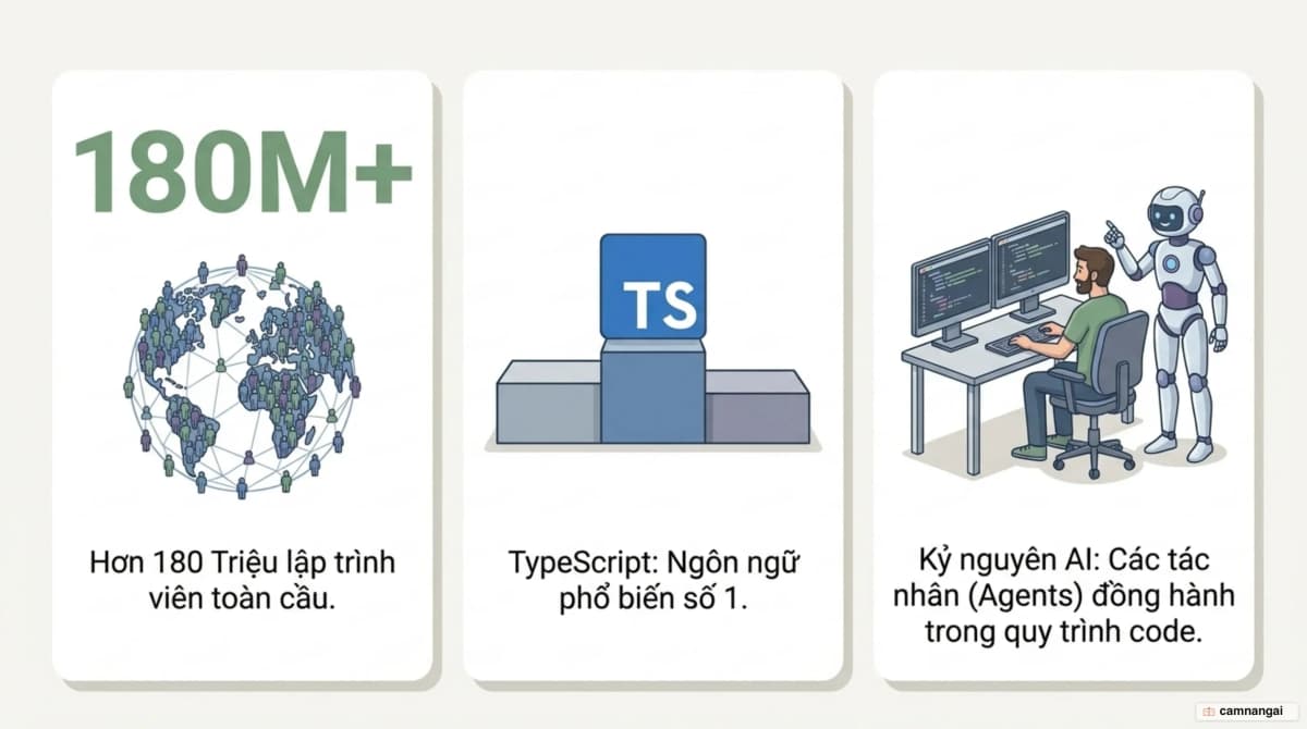 Quy mô GitHub năm 2025 và hướng dịch chuyển sang các tác nhân AI
