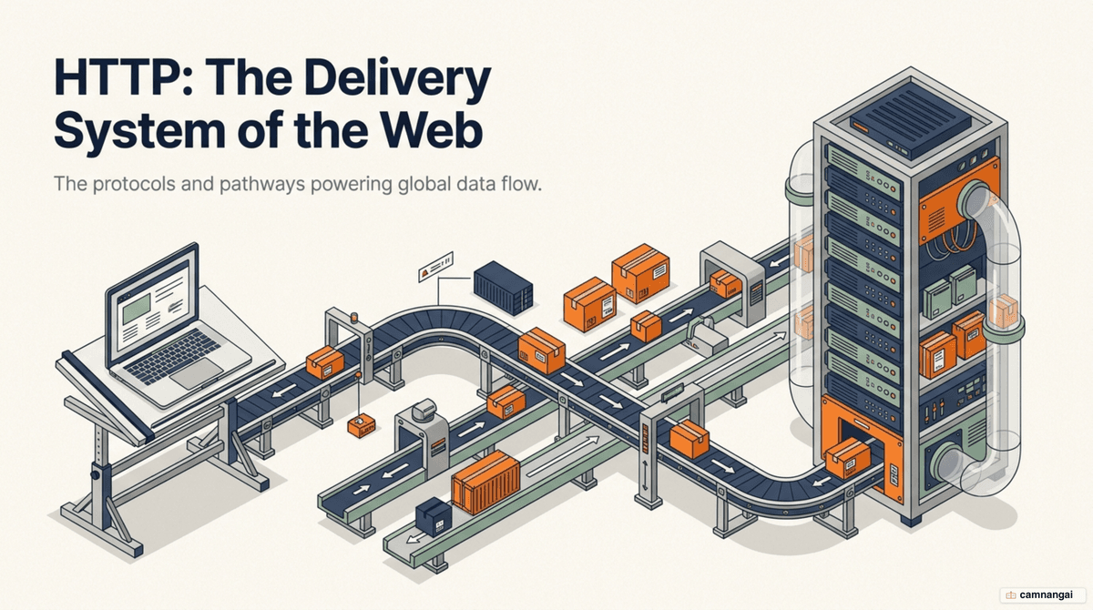 HTTP data flowing between a browser and a server across the internet — the article's theme image