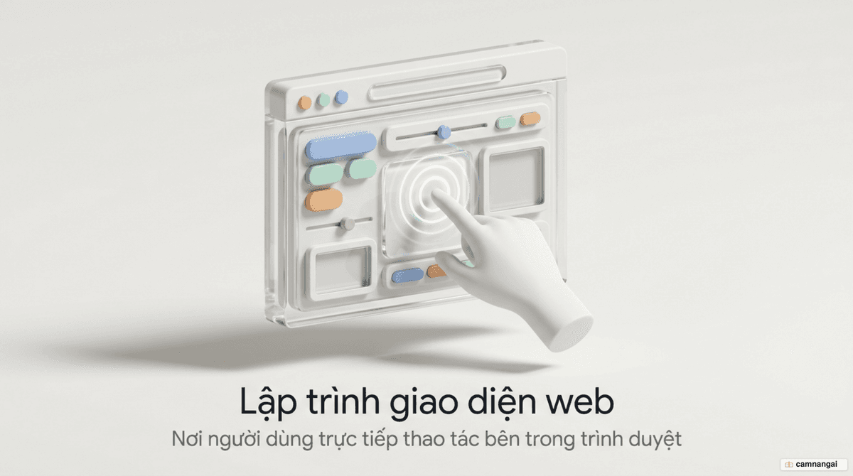 Minh hoạ lập trình frontend: lớp giao diện người dùng nhìn thấy và tương tác trực tiếp trong trình duyệt
