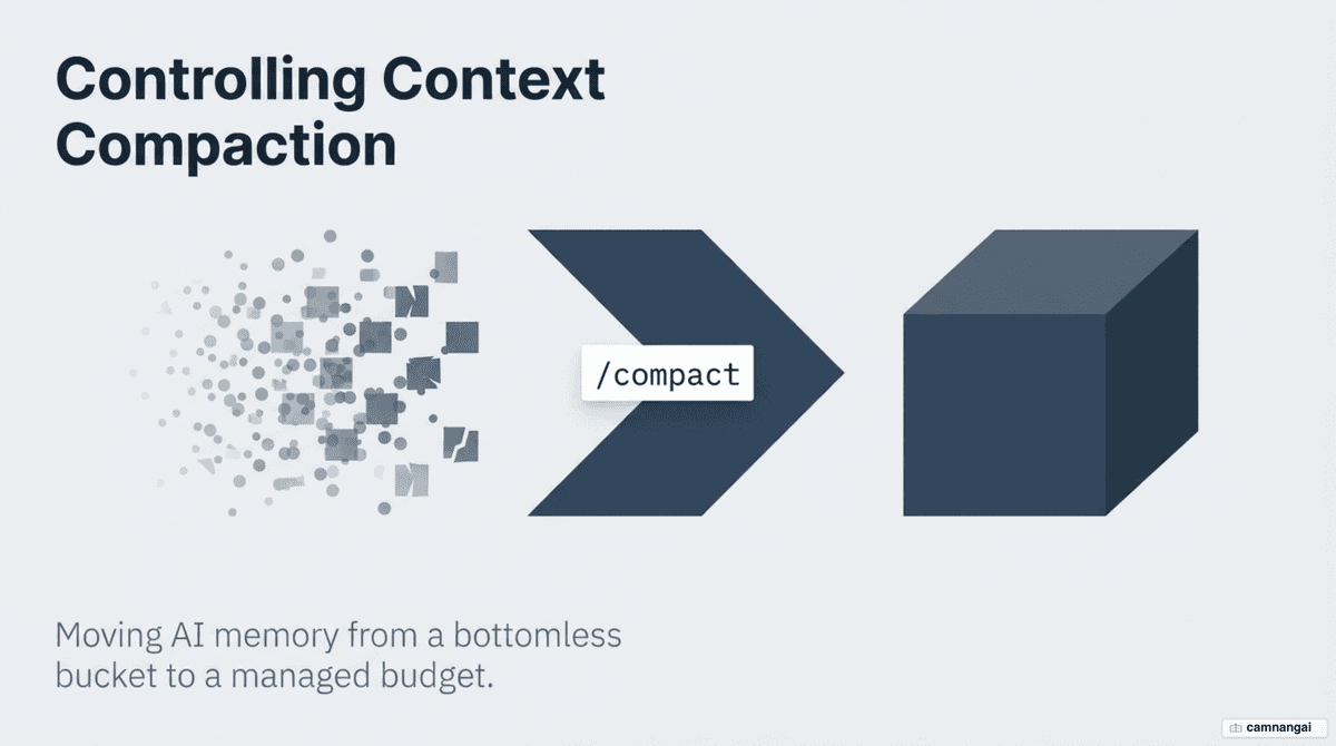 Long context makes Claude forget and make mistakes (context rot), while the /compact command condenses conversation history to keep the AI sharp.