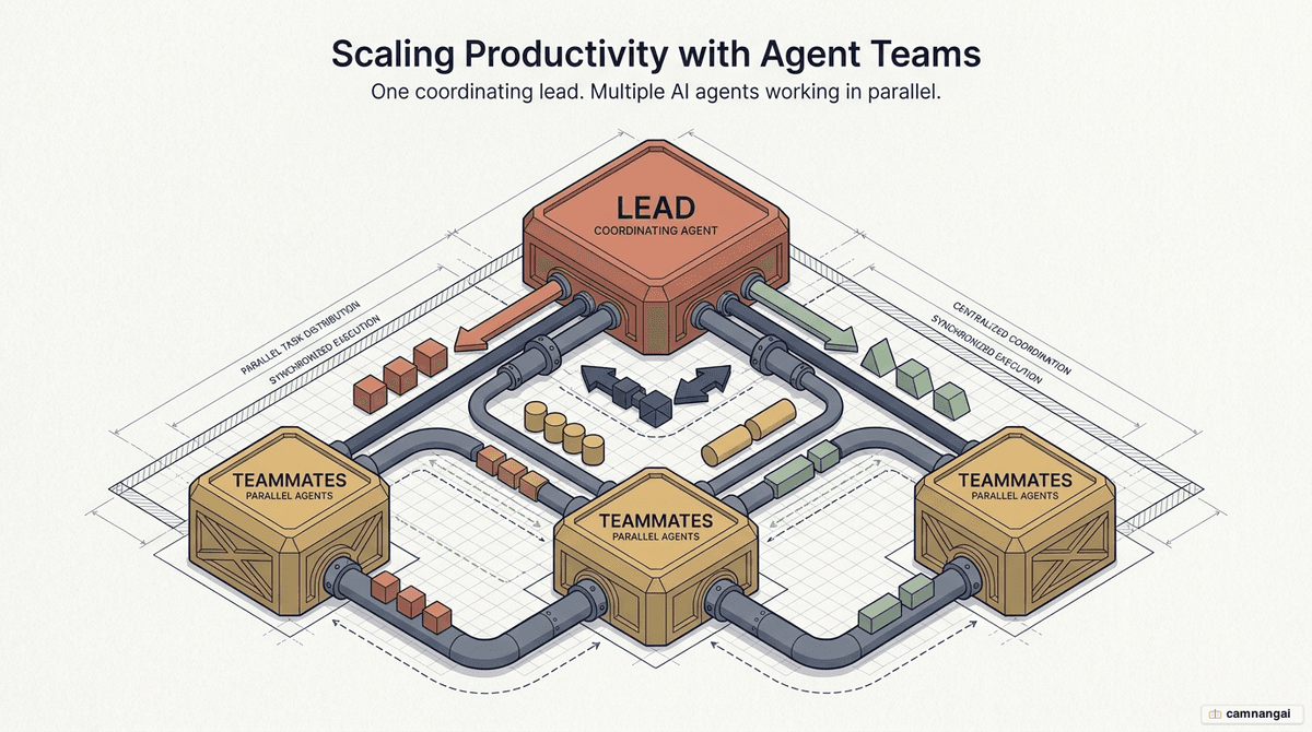 A team of multiple Claude Code AI agents working in parallel under one coordinating team lead.