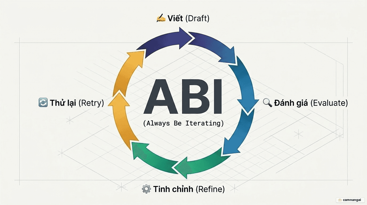 Vòng lặp ABI trong prompt engineering: Viết, Đánh giá, Tinh chỉnh và Thử lại