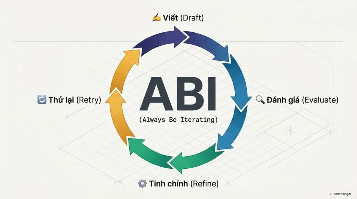 Vòng lặp ABI trong prompt engineering: Viết, Đánh giá, Tinh chỉnh và Thử lại