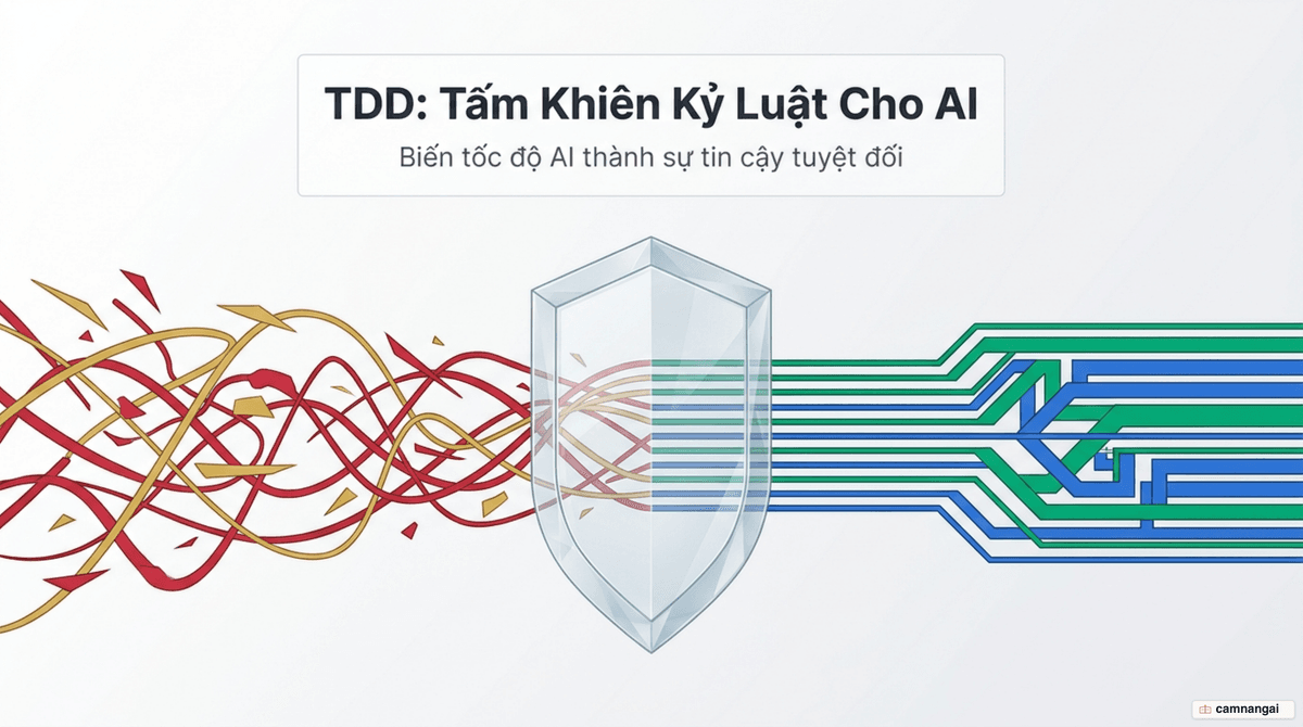 Minh hoạ TDD như tấm khiên kỷ luật giúp AI agent viết code đáng tin cậy.