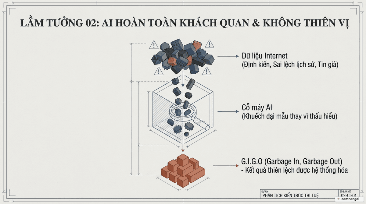 Sơ đồ GIGO: dữ liệu thiên lệch đưa vào thì kết quả thiên lệch đưa ra