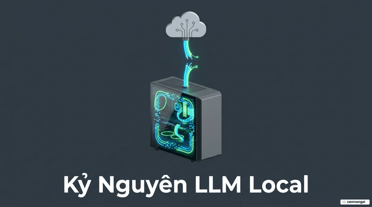 Một chiếc máy tính cá nhân tự chạy mô hình AI ngay trên phần cứng của mình, dữ liệu ở lại trong máy thay vì gửi lên đám mây