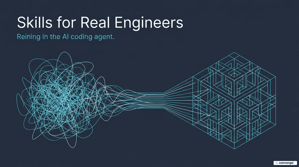 Cover: engineering discipline reining in an AI coding agent with the mattpocock/skills repo