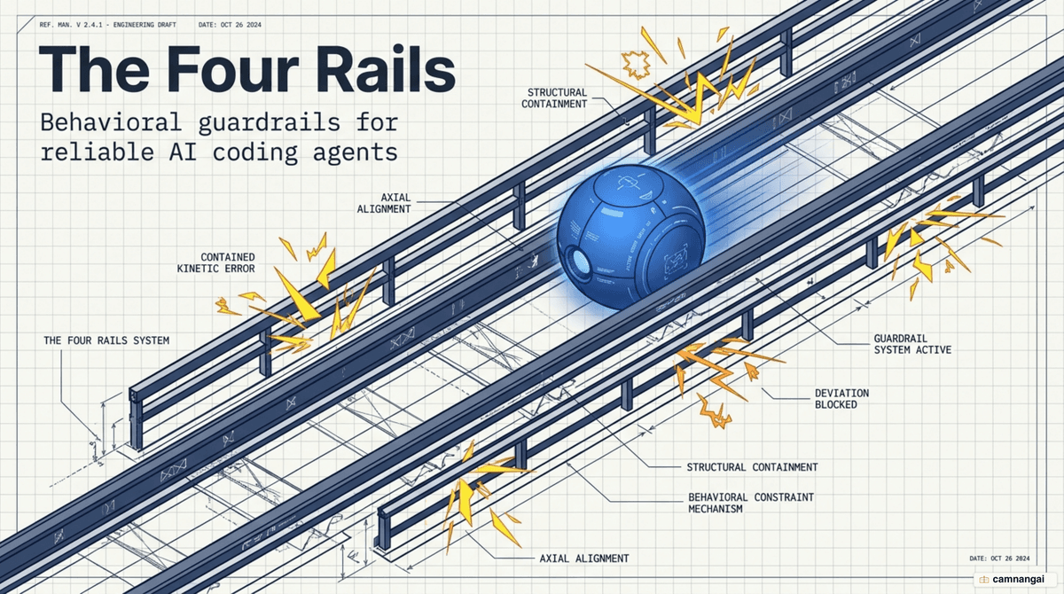 Four behavioral rails from a CLAUDE.md file guiding an AI coding agent to write code more carefully