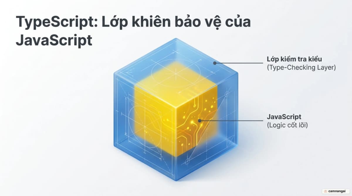 TypeScript là lớp kiểm tra kiểu phủ lên JavaScript, hình ảnh chủ đề của bài viết