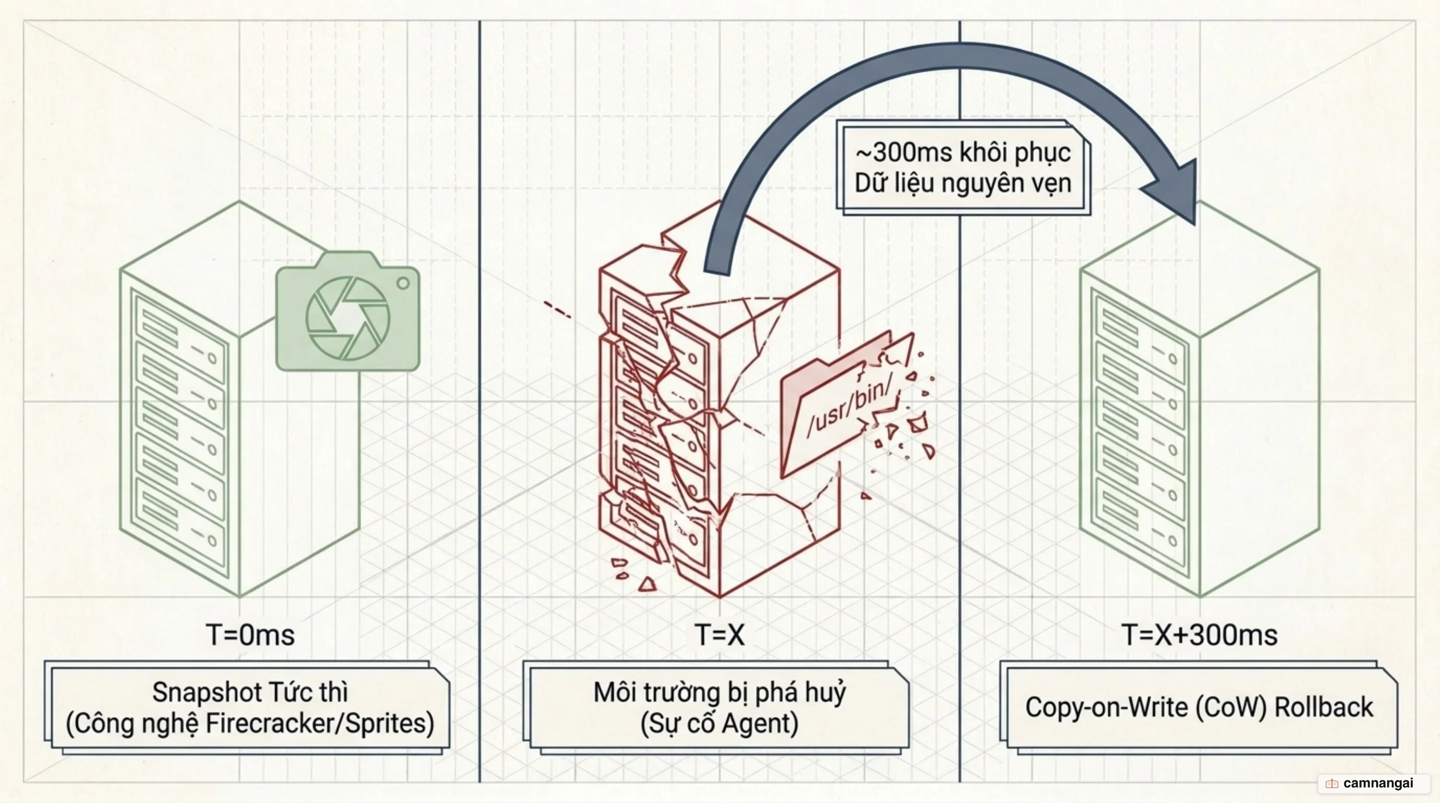 Kiến trúc điểm kiểm soát CoW và khôi phục hệ thống tức thì trên MicroVM