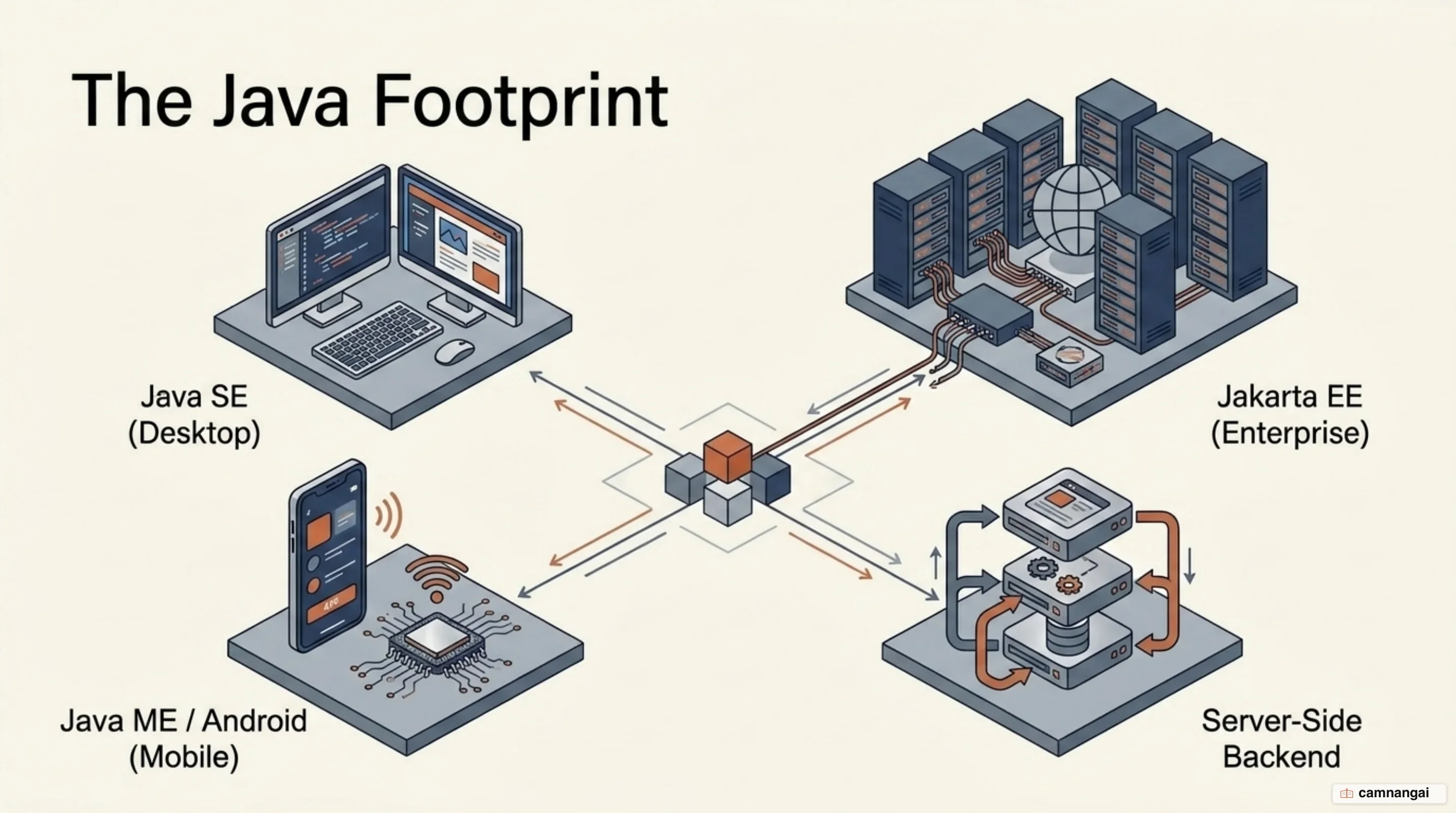 Where Java is used: Java SE, Jakarta EE, Java ME, Android, and server-side