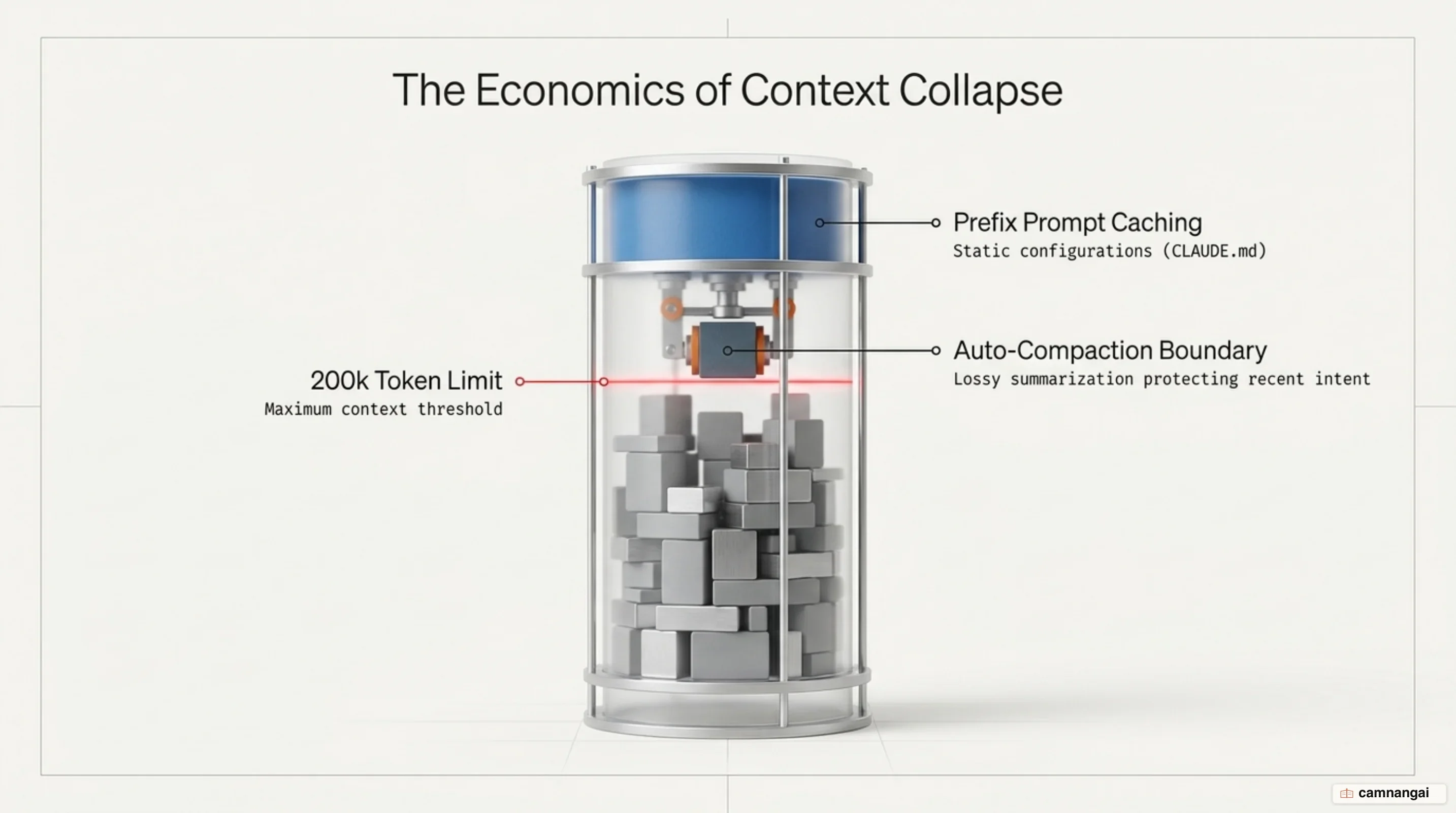 Context window economics with prompt caching prefixes and automatic compaction