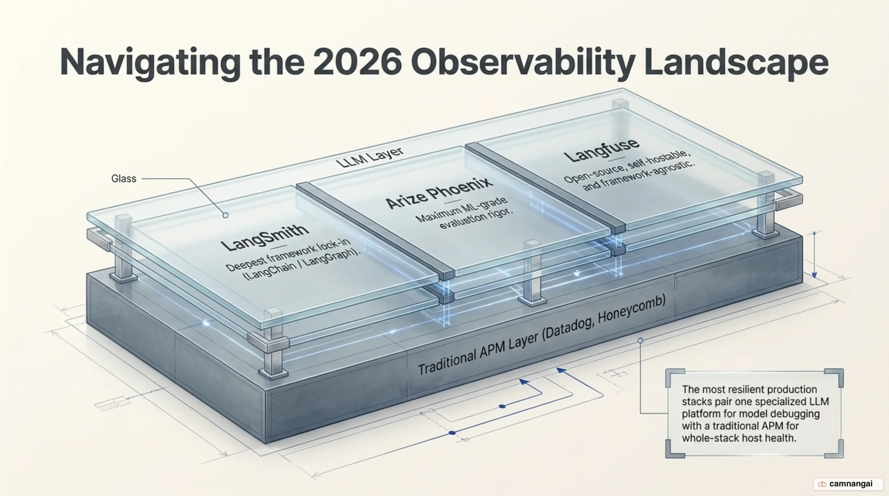 Comparing Langfuse, LangSmith and Arize Phoenix, and layering Langfuse alongside a traditional APM