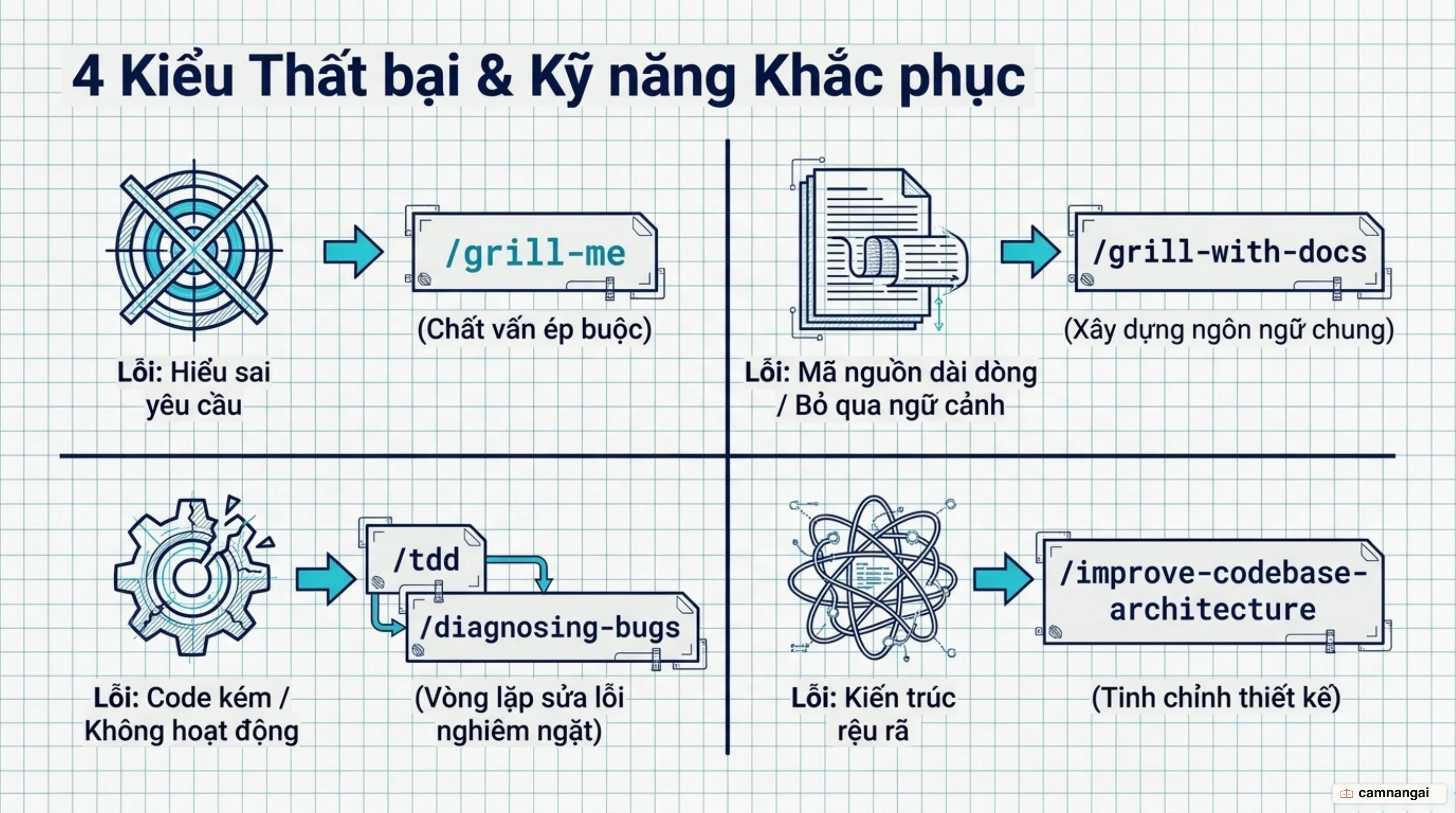Bốn kiểu thất bại khi lập trình cùng AI và skill tương ứng khắc phục từng kiểu