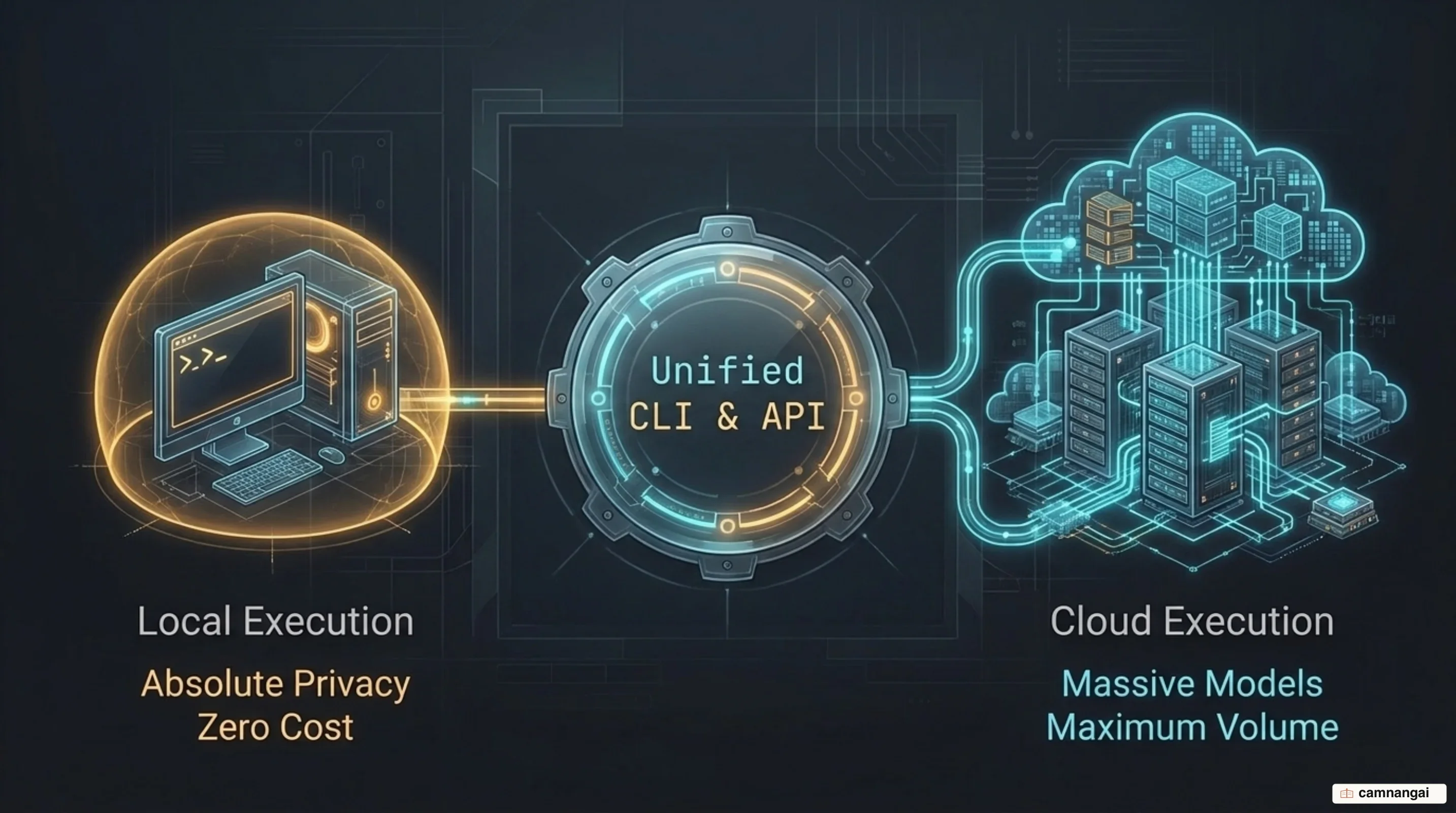 Local models compared with Ollama Cloud: the same command and the same API on both sides, local giving privacy and zero cost, cloud giving larger models