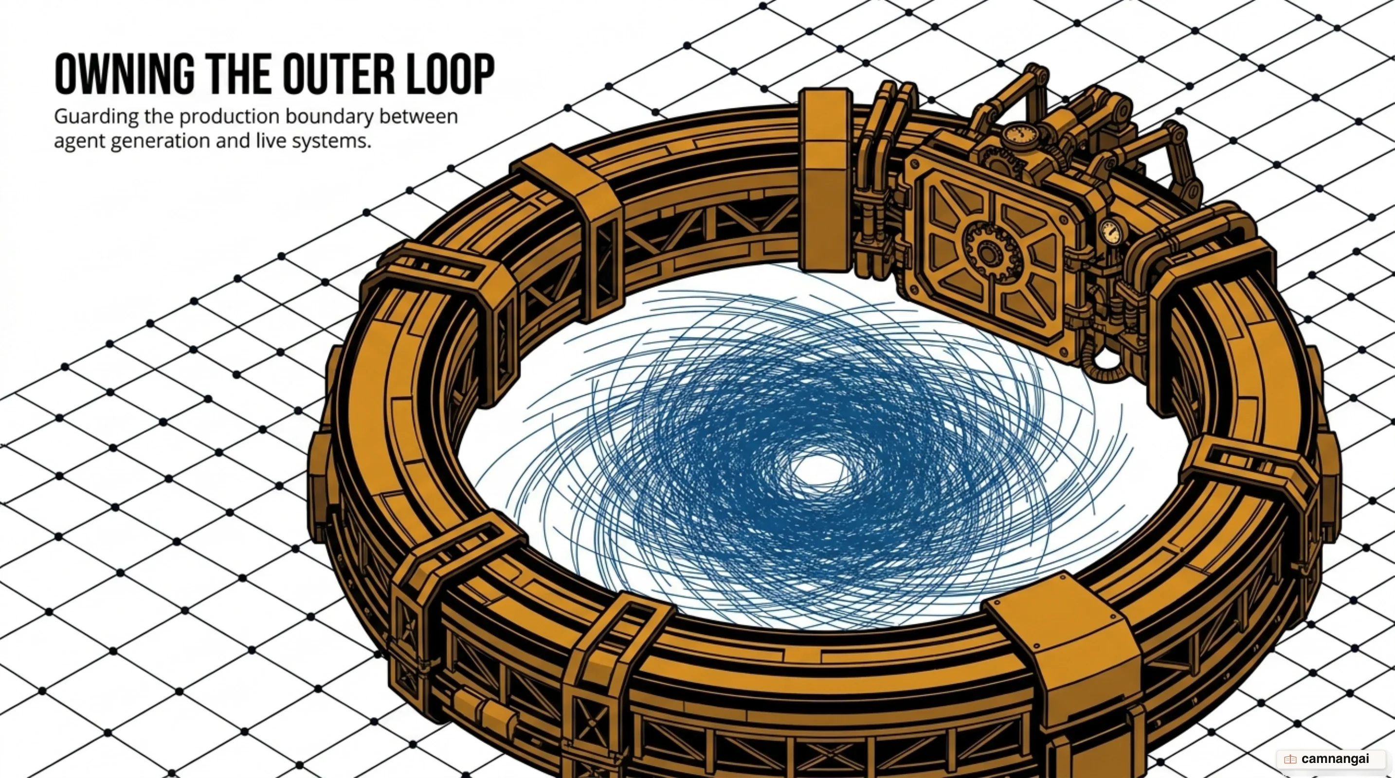 An engineer owning the outer loop, guarding the boundary between agent execution and production integration