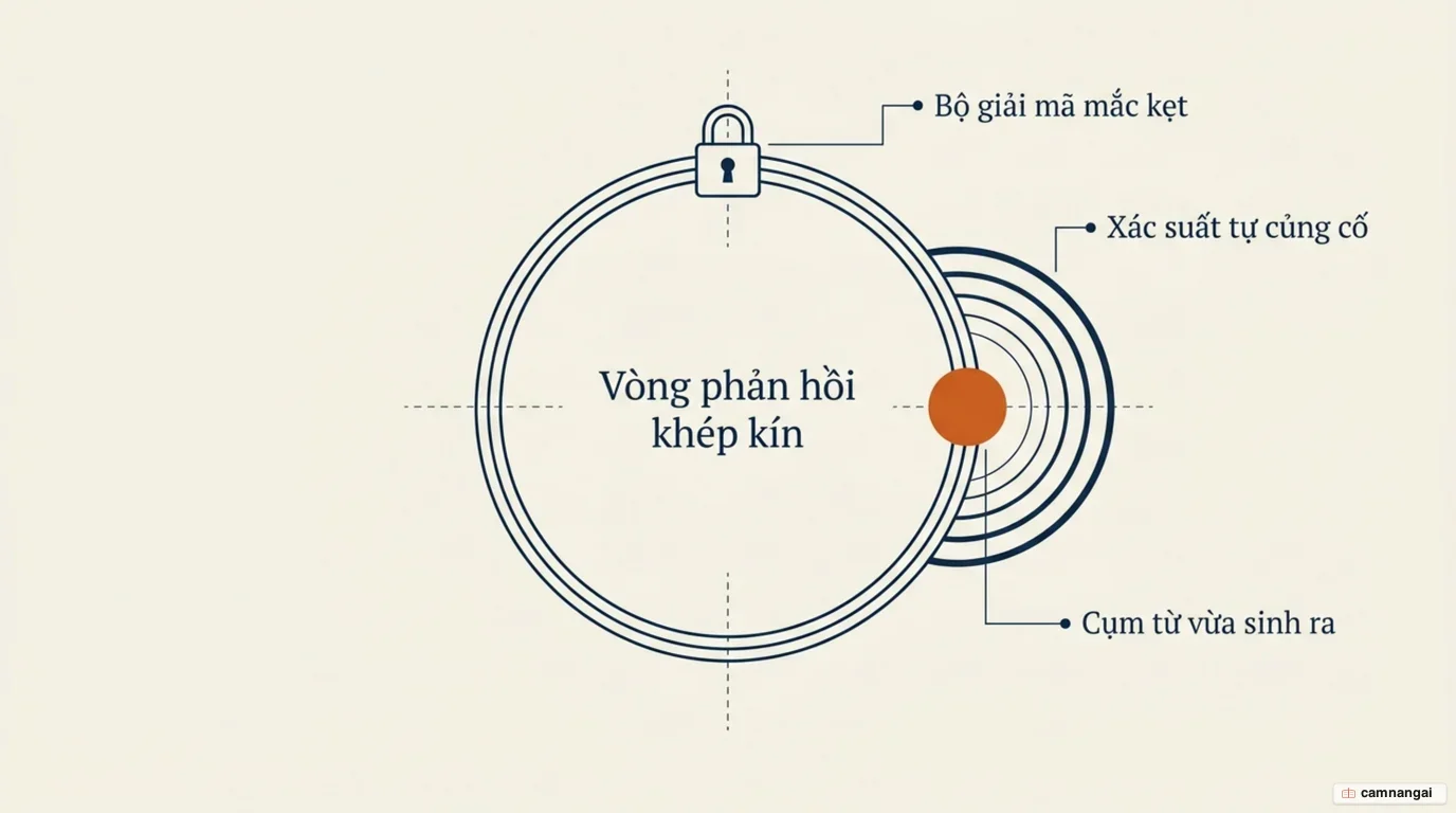 Vòng lặp tự củng cố: cụm từ vừa sinh ra lại làm chính nó có xác suất cao hơn ở lần kế tiếp