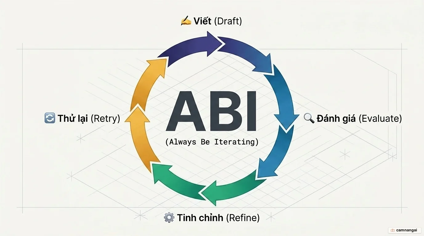 Vòng lặp ABI trong prompt engineering: Viết, Đánh giá, Tinh chỉnh và Thử lại