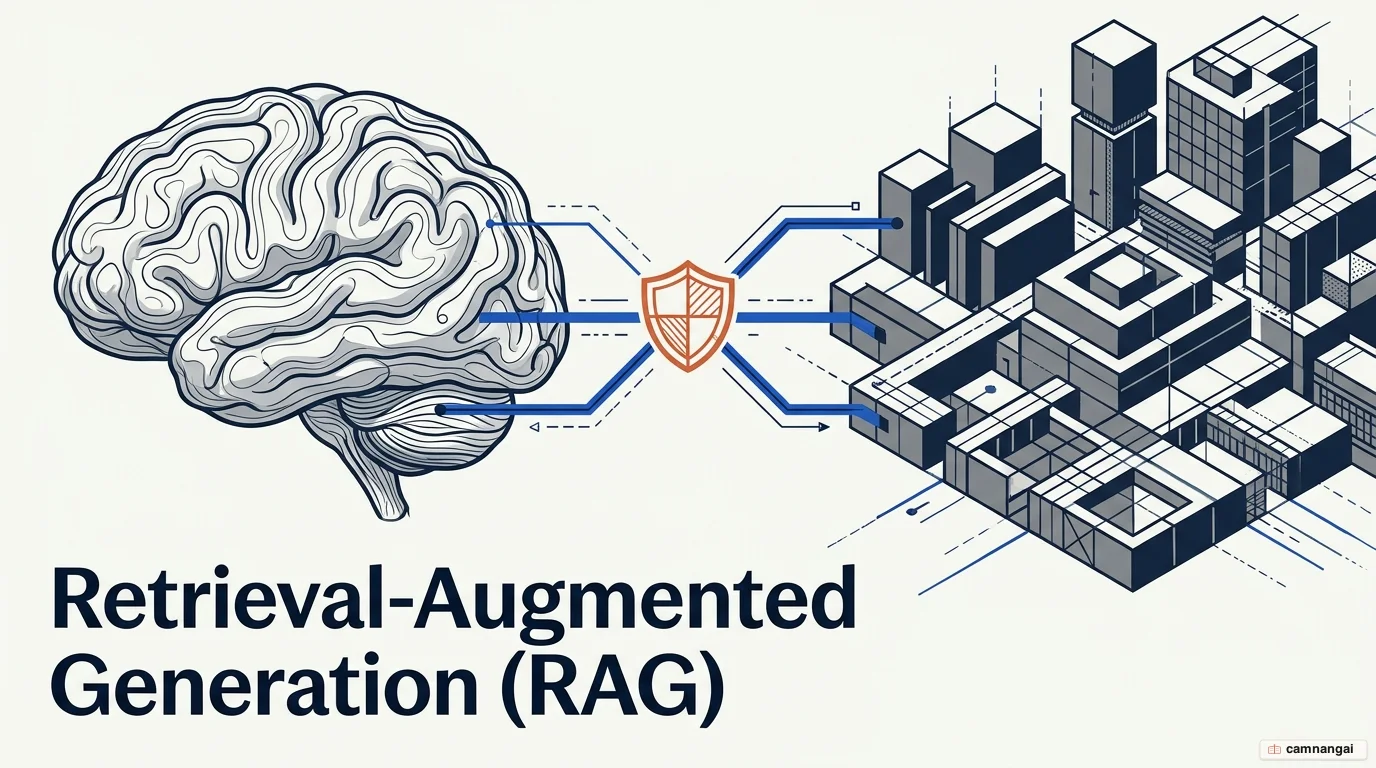 Conceptual diagram of RAG: knowledge from an external knowledge base feeds into a large language model (LLM) to produce grounded answers
