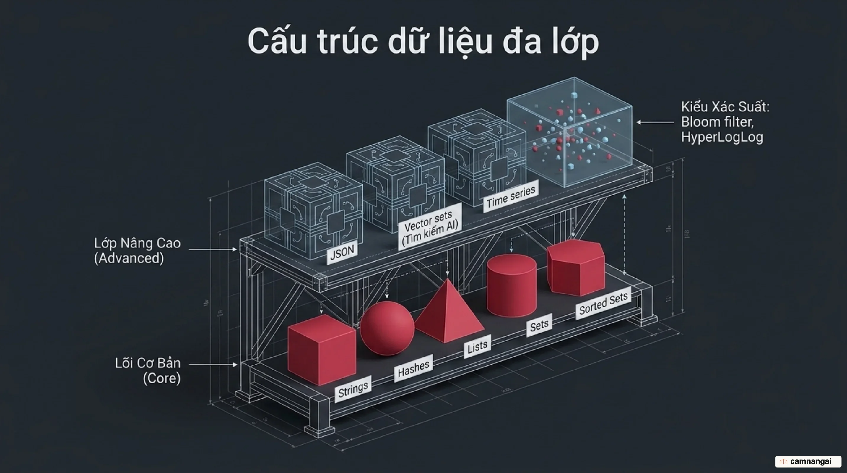 Các kiểu dữ liệu Redis: Strings, Hashes, Lists, Sets, Sorted Sets cùng JSON, Vector sets, Time series và các kiểu xác suất