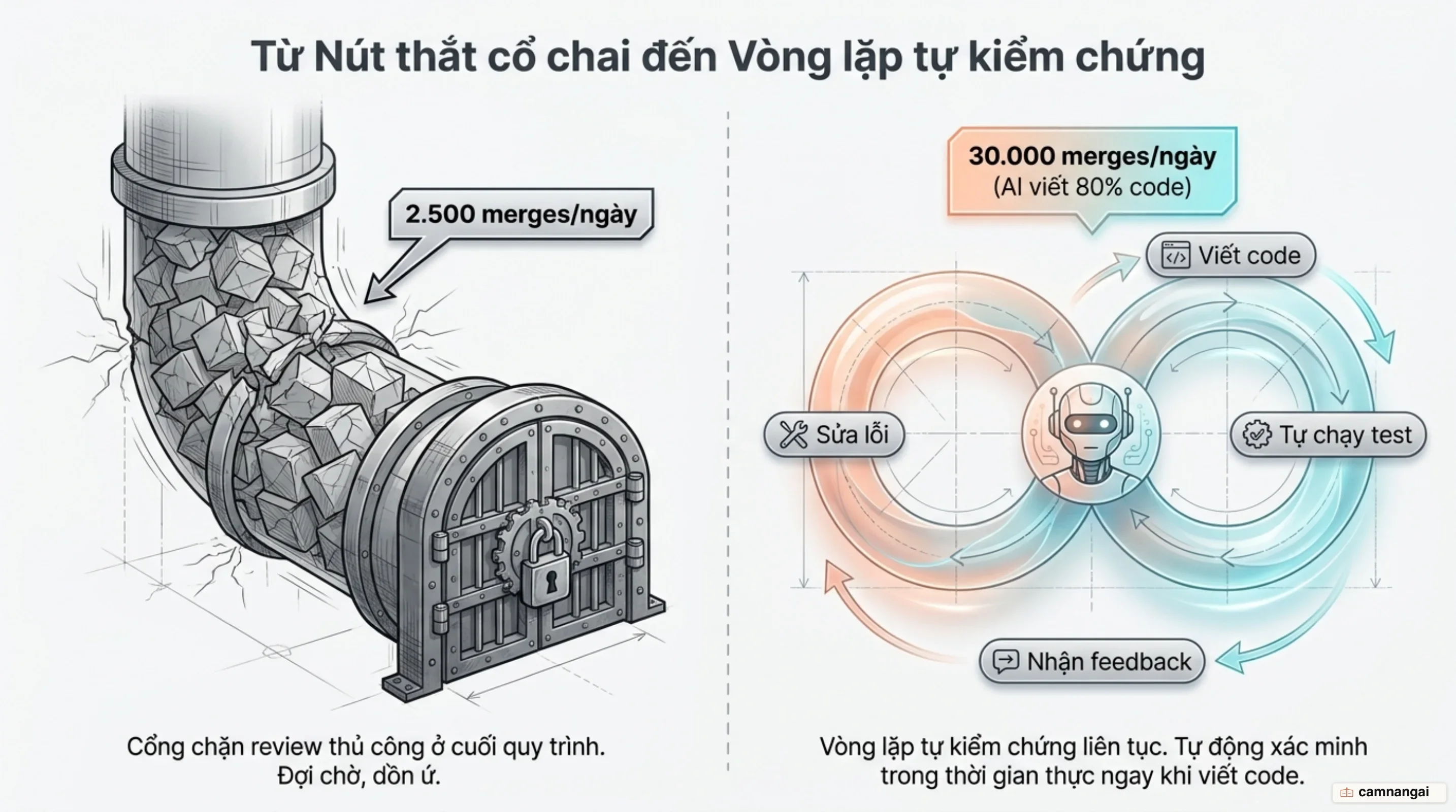 Chuyển đổi từ cổng review thủ công ở cuối kỳ sang vòng lặp kiểm chứng liên tục thời gian thực