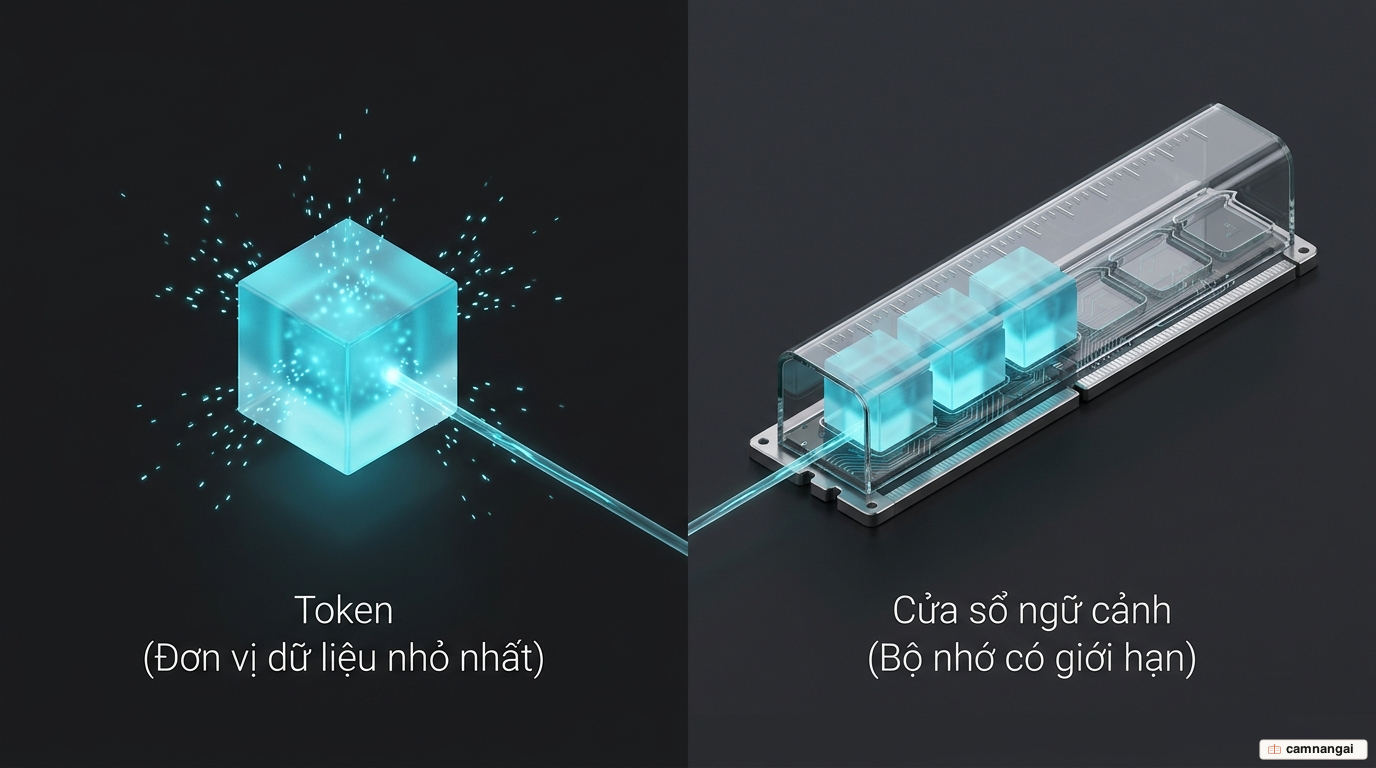 Minh hoạ token là đơn vị dữ liệu nhỏ nhất của AI và cửa sổ ngữ cảnh là bộ nhớ có giới hạn của mô hình ngôn ngữ