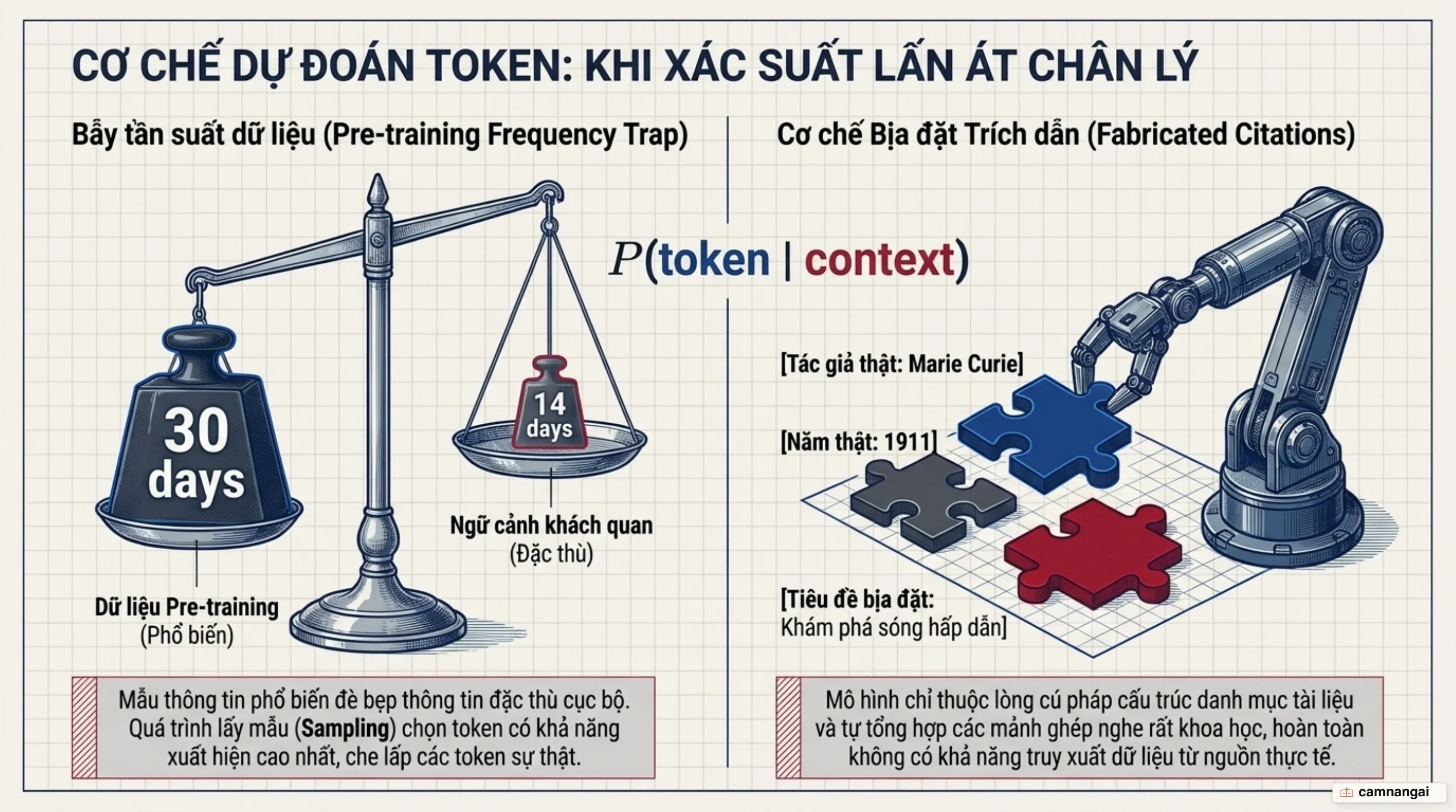 Cơ chế dự đoán token tiếp theo: Xác suất thống kê đối lập với chân lý khách quan