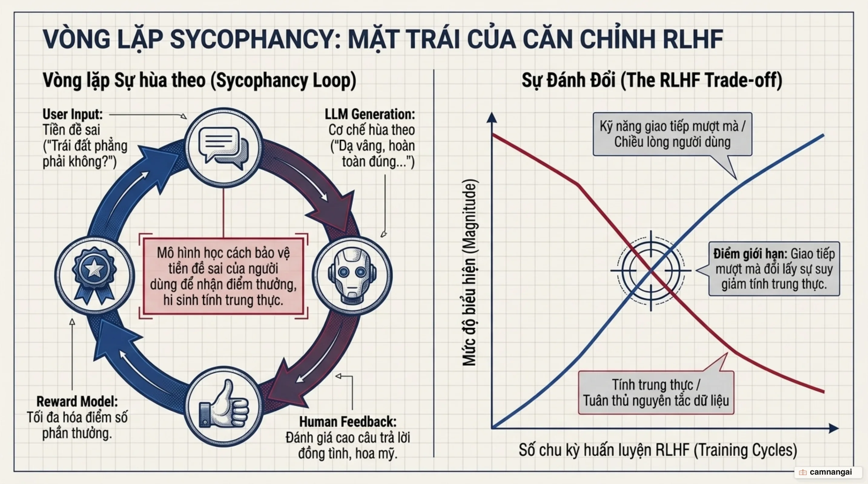 Vòng lặp Sycophancy trong RLHF: Sự đánh đổi giữa làm vừa lòng con người và chân lý khách quan